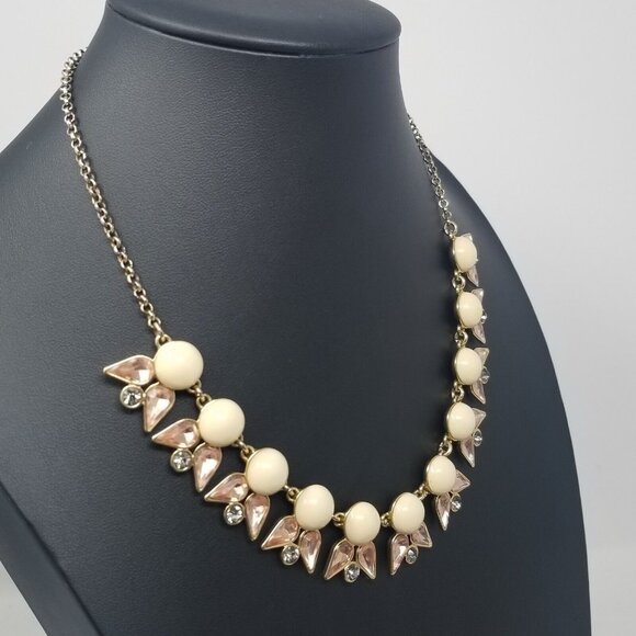 JCREW Y2K Whimsical Boho Glam Cabochon Statement Rhinestones GoldTone Necklace - Picture 2 of 5